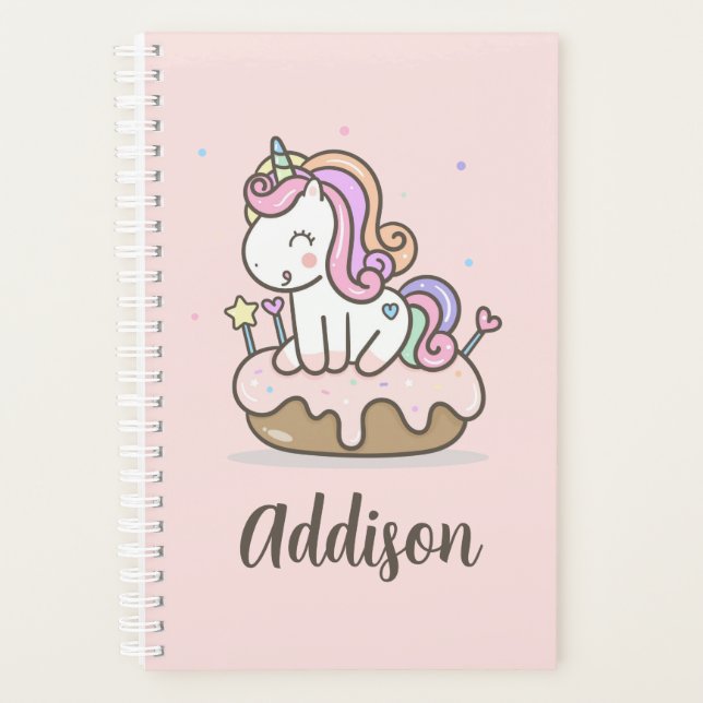 Rainbow Unicorn Cake Personalised Planner Notebook (Front)