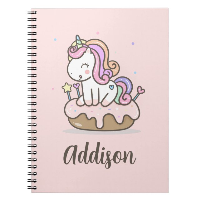 Rainbow Unicorn Cake Personalised Spiral Notebook (Front)