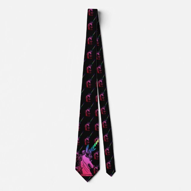 Rainbow Unicorn Cameo Emblem Tie (Front)