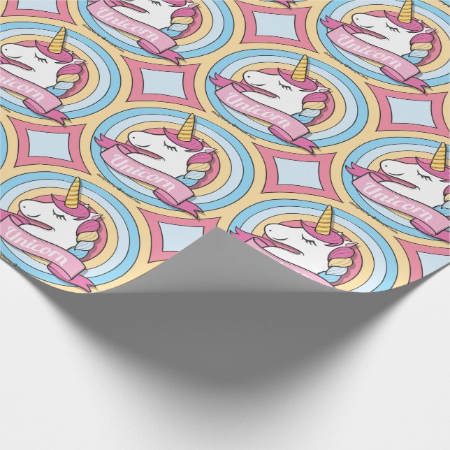 Rainbow Unicorn Circles Wrapping Paper (Corner)