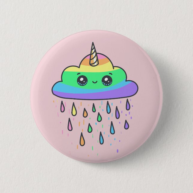 Rainbow Unicorn Cloud 6 Cm Round Badge (Front)