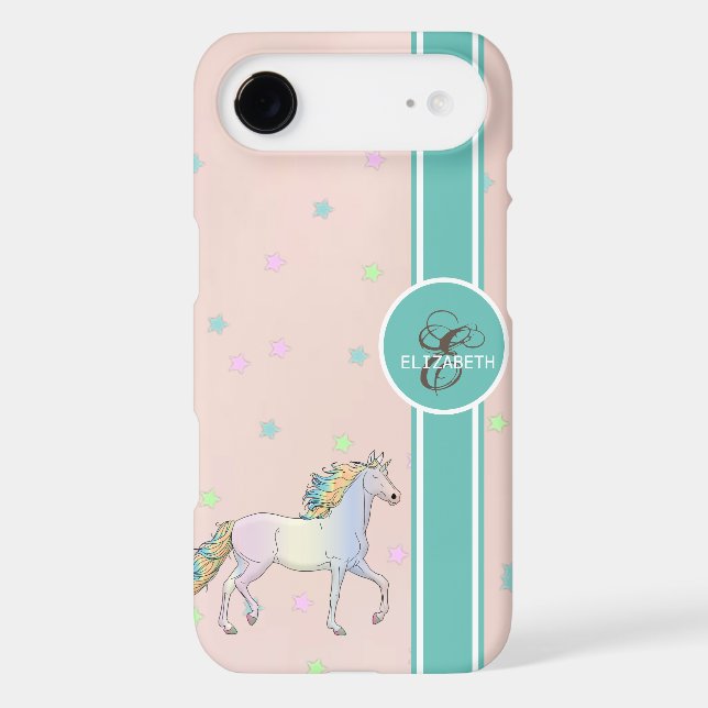 Rainbow Unicorn, Colourful Stars Monogram Case-Mate iPhone Case (Back)