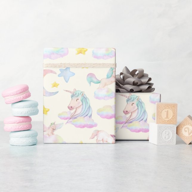 Rainbow Unicorn Colourful Wrapping Paper (Baby Shower)