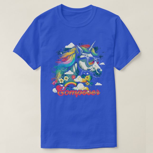 Rainbow Unicorn Composer T-Shirt (Design Front)
