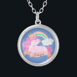 🌈Rainbow Unicorn Custom Name        Silver Plated Necklace<br><div class="desc">Beautiful magic-themed featuring Adorable baby unicorn with rainbow. Easy customisation of your princess name using the "Personalisation button". Check out other Matching items available in my store!</div>