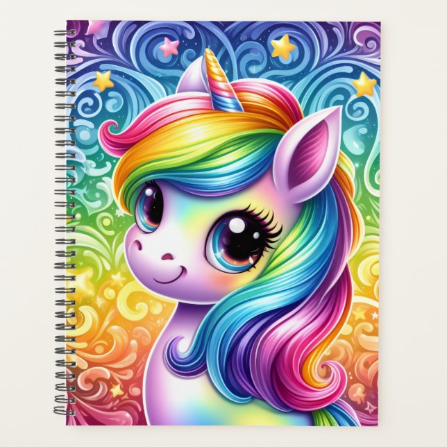 Rainbow unicorn cute fun planner book (Front)