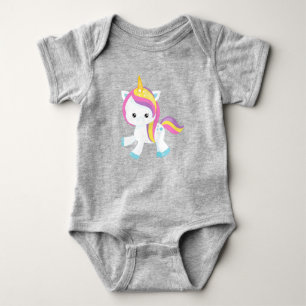 Rainbow Unicorn, Cute Unicorn, Star, Magic Unicorn Baby Bodysuit