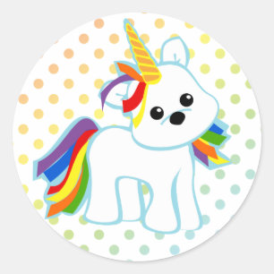 Rainbow Unicorn Cutie Classic Round Sticker