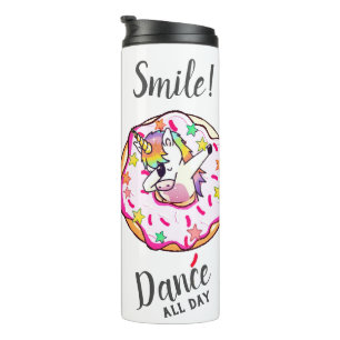 Rainbow Unicorn Dab Dance Pose  Pink Doughnut Ther Thermal Tumbler