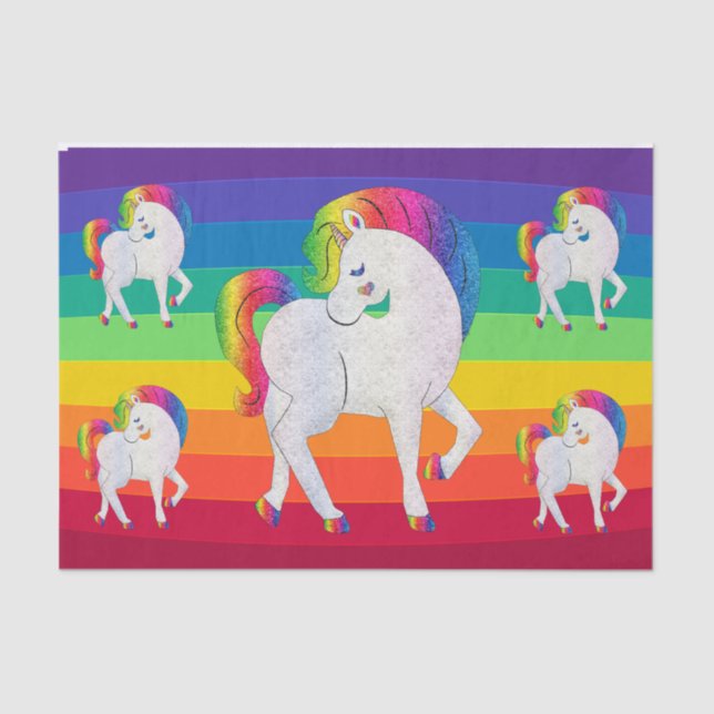 Rainbow Unicorn Decoupage Tissue Paper (Front)