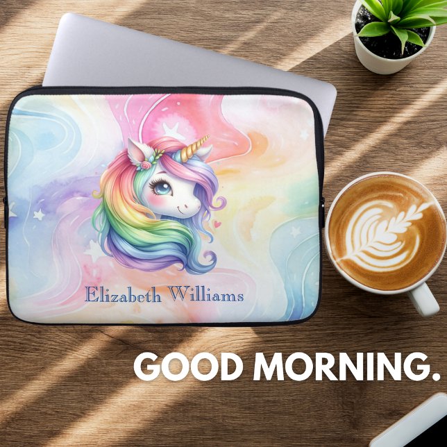 Rainbow Unicorn Design with Custom Name Laptop Sleeve (Creator Uploaded)