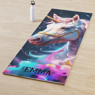 Rainbow Unicorn Double Sided Custom Name Yoga Mat