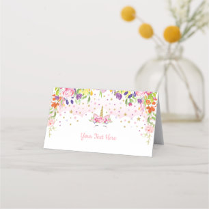 Rainbow Unicorn Food Tent Label Birthday Party Place Card