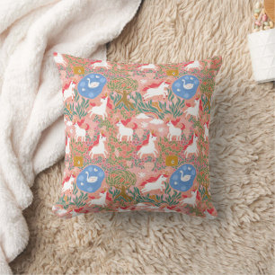 rainbow unicorn garden throw pillow
