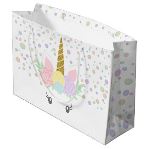 Rainbow Unicorn Girl Baby Shower Large Gift Bag