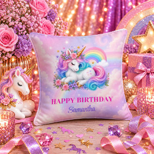 Rainbow Unicorn Girl Birthday Pink Purple Party Pi Cushion
