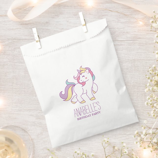 Rainbow Unicorn Girls Birthday Party Favour Bags (Clipped)