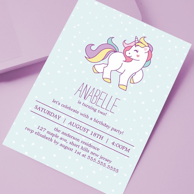Rainbow Unicorn Girls Birthday Party Invitation (Creator Uploaded)