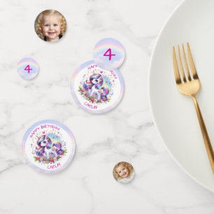 Rainbow Unicorn Girl's Birthday Party Personalised Confetti