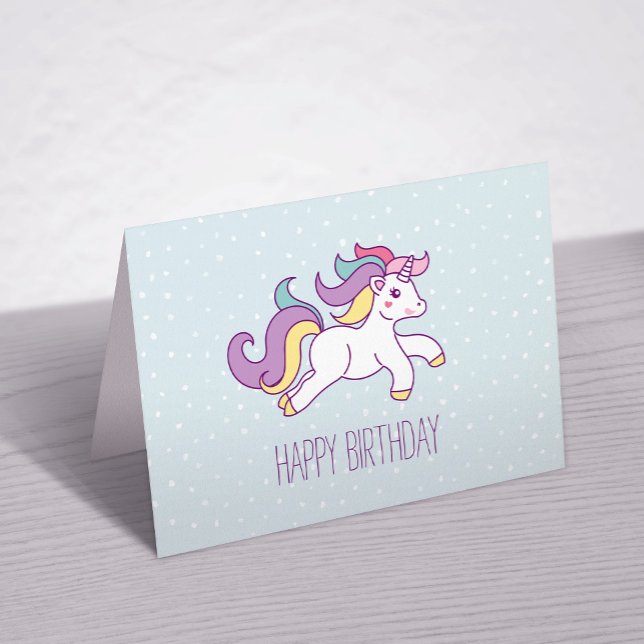 Rainbow Unicorn Girls Birthday Party Thank You Card (Creator Uploaded)