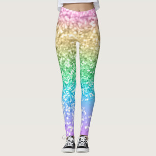 Rainbow Unicorn Glitter 2 (Faux Glitter) #pastel  Leggings