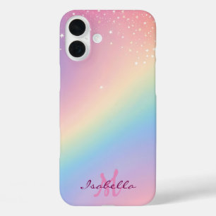 Rainbow Unicorn Glitter iPhone 16 Plus Case
