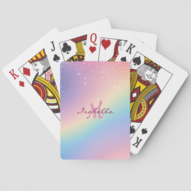 Rainbow Unicorn Glitter Playing Cards (Back)