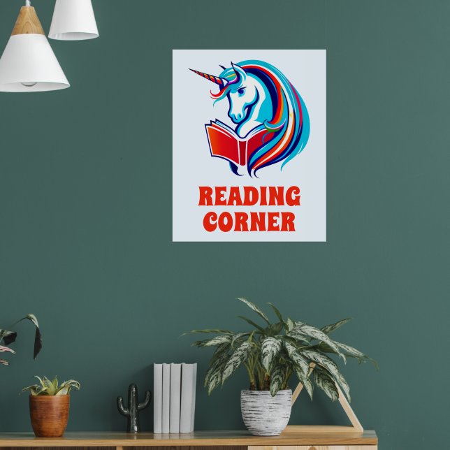 Rainbow Unicorn Head Reading Poster (Living Room 1)