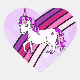 Rainbow Unicorn Heart Sticker