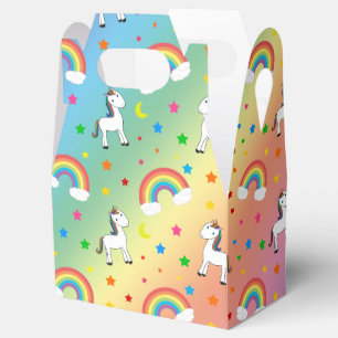 Rainbow unicorn hearts stars pattern favour box