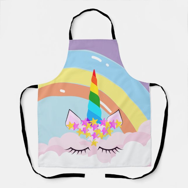 Rainbow Unicorn in the Sky Toddler Apron (Front)