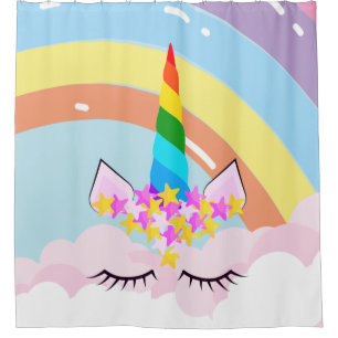 Rainbow Unicorn in the Sky Toddler Shower Curtain