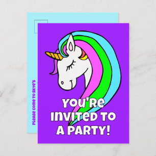 Rainbow Unicorn Invitation Postcard