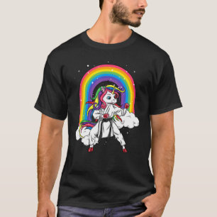 Rainbow Unicorn Karate Taekwondo Mma Judo Kids Gir T-Shirt