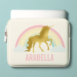 Rainbow Unicorn Laptop Sleeve<br><div class="desc">Gold Rainbow Unicorn personalised design.</div>