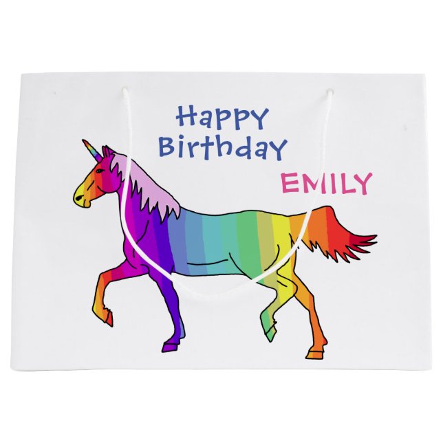Rainbow Unicorn Large Gift Bag (Front)
