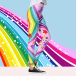 Rainbow Unicorn Leggings Personalise Yoga Pants<br><div class="desc">YOU CHOOSE the background colour. Change from pink using the Colour Picker Tool to any rainbow colour.  Add YOUR name to the ankles.</div>