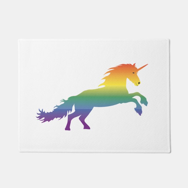 Rainbow Unicorn lgbt Doormat (Front)