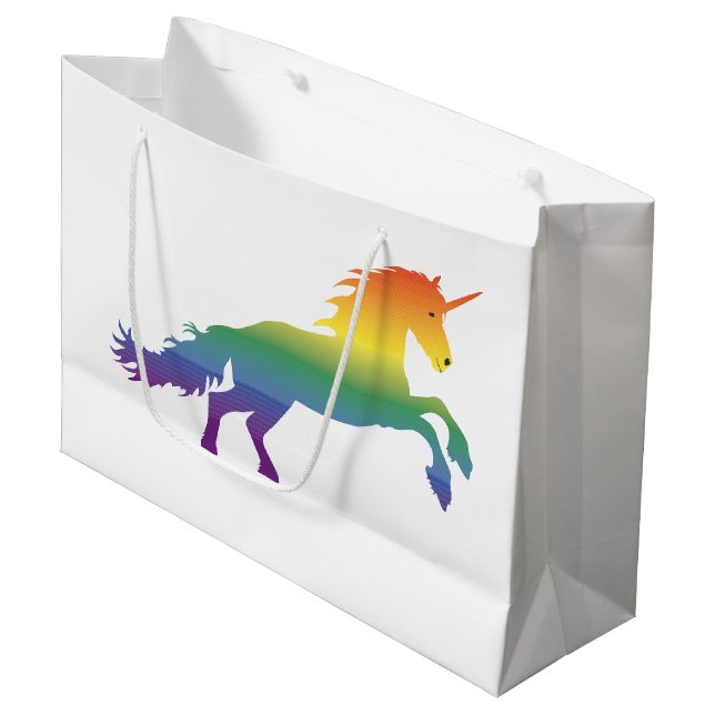 Rainbow Unicorn lgbt Large Gift Bag (Front Angled)