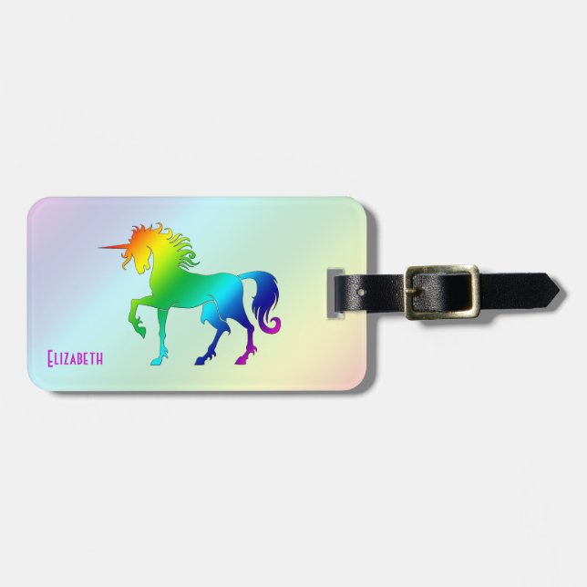 Rainbow Unicorn Luggage Tag (Front Horizontal)