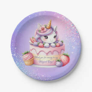 Rainbow Unicorn Magic Moment Girl Birthday Paper Plate