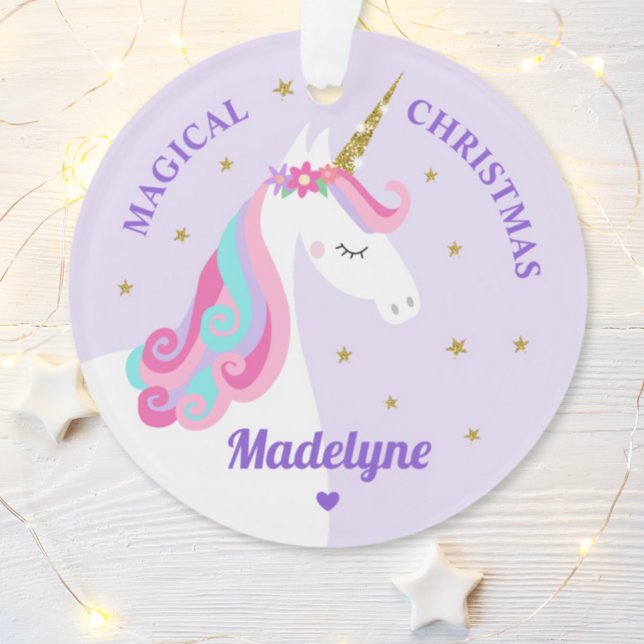 Rainbow Unicorn Magical Christmas Purple Ornament (Creator Uploaded)