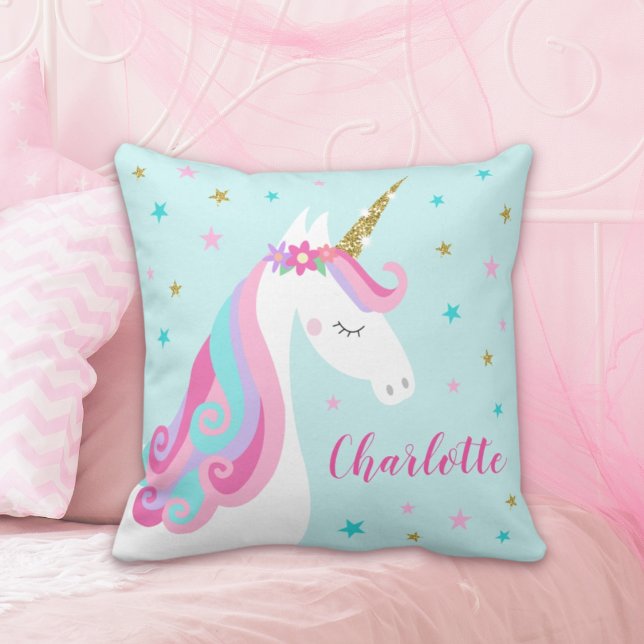 Rainbow Unicorn Magical Glitter Aqua Cushion (Creator Uploaded)