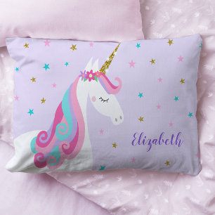 Rainbow Unicorn Magical Glitter Purple Pillowcase
