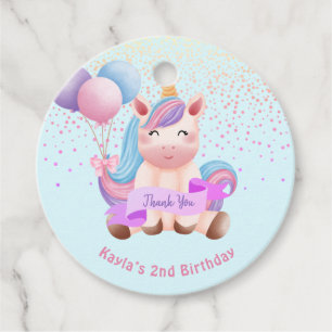 Rainbow Unicorn Magical Second Birthday Favour Tags