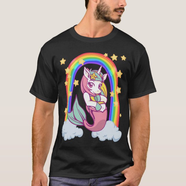 Rainbow unicorn mermaid girl T-Shirt (Front)
