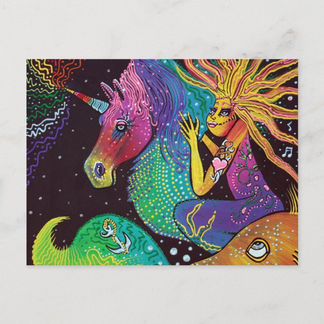 Rainbow Unicorn Mermaid Postcard (Front)