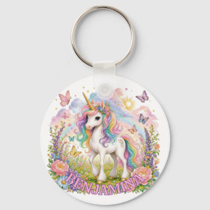 Rainbow Unicorn Name Charm Magical Pink Fantasy  Key Ring