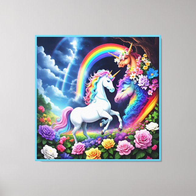 Rainbow Unicorn One Canvas Print (Front)