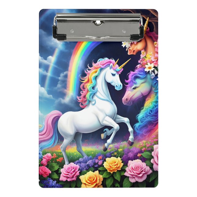 Rainbow Unicorn One Mini Clipboard (Front)